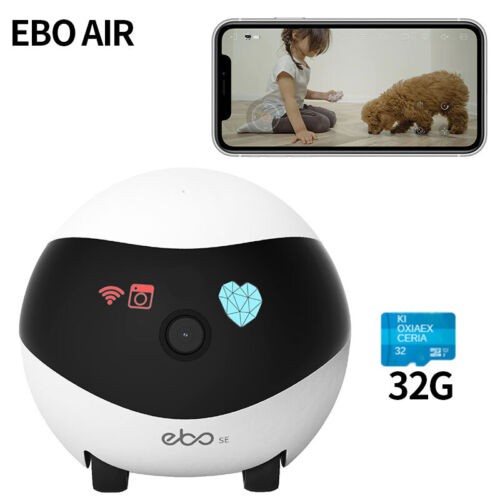 EBO AIR 智能家居伴侣机器人家庭监视器安全摄像头音频 32G1080P高清充电本身自动巡航检测