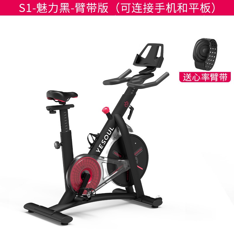 YESOUL野小兽动感单车S1家用运动健身房器材室内磁控健身车超静音 S1 黑色+心率臂带