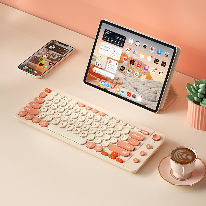 B.O.W 三模键盘适用于笔记本电脑华为平板苹果ipad Pink